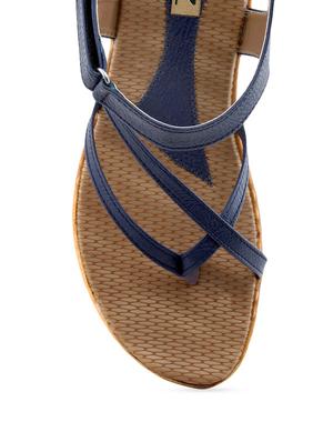 navy blue faux leather ankle strap wedges - 9566257 - Standard Image - 4