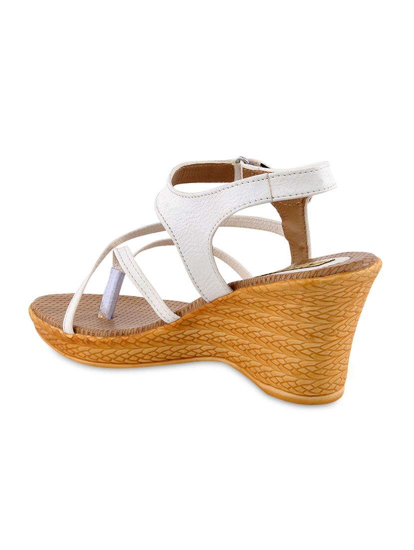 white faux leather ankle strap wedges - 9566260 - Zoom Image - 3