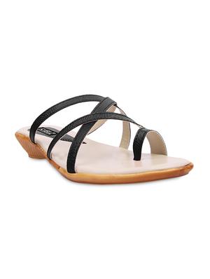 black faux leather sandals - 9566262 - Standard Image - 3