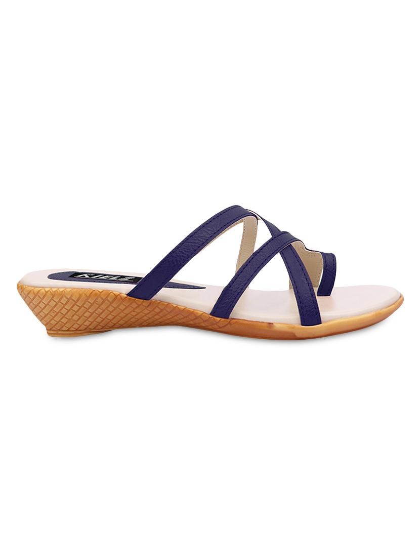 navy blue faux leather slip-ons - 9566263 - Zoom Image - 2