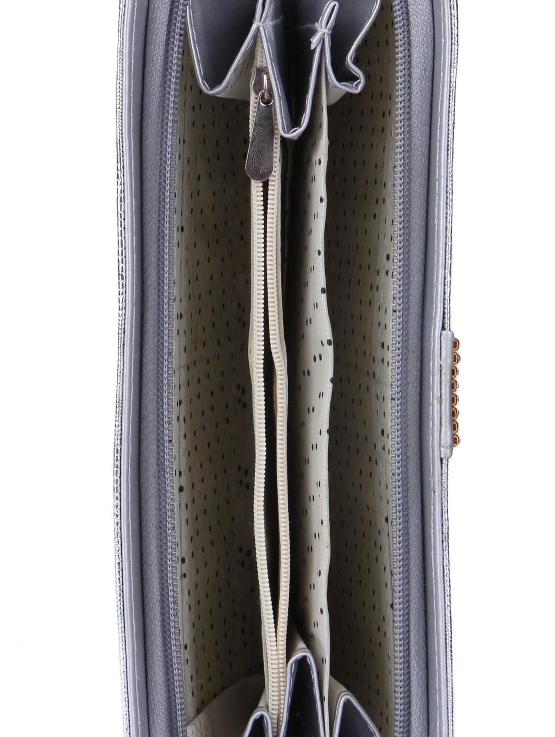 silver silk embellished clutch - 9566806 - Zoom Image - 3