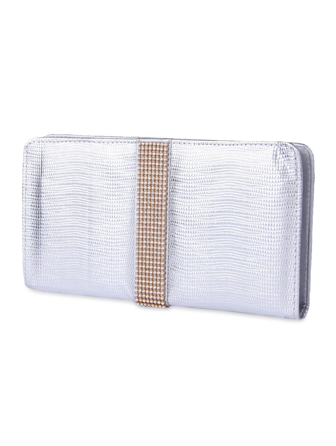 silver silk embellished clutch - 9566806 - Zoom Image - 5