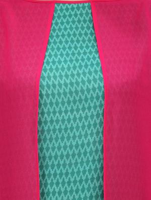 printed pink and sea green rayon layered kurta - 9569930 - Standard Image - 4