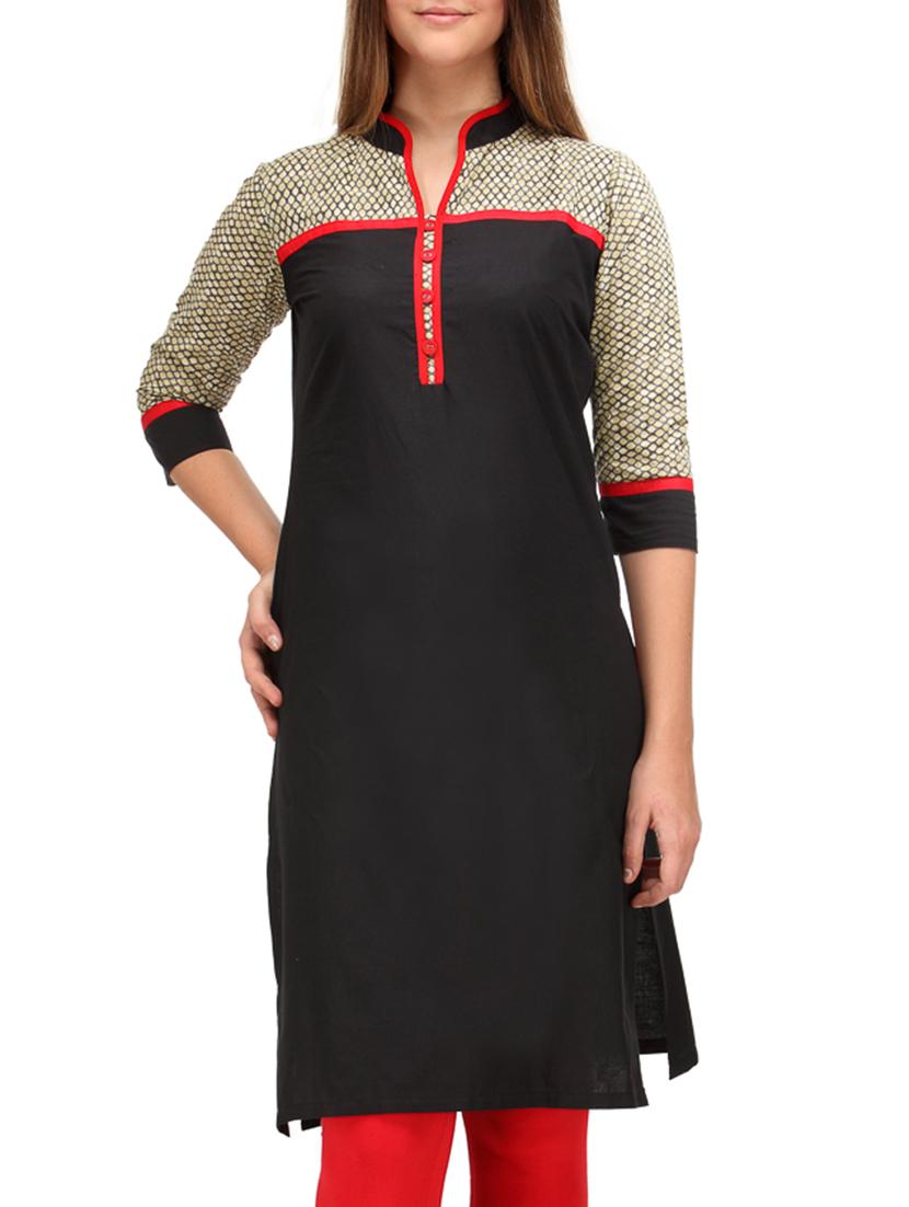 printed black cotton kurta - 9569947 - Zoom Image - 1