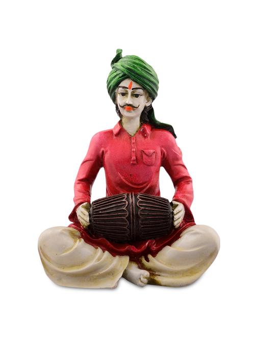 green and orange polyresin rajasthani musician showpiece - 9572165 - Standard Image - 1