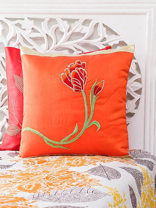 red  embroidered cushion cover - 9573580 -  Standard Image - 0