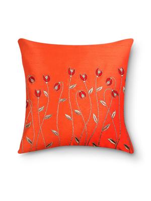 red embroidered cushion cover - 9573581 - Standard Image - 2