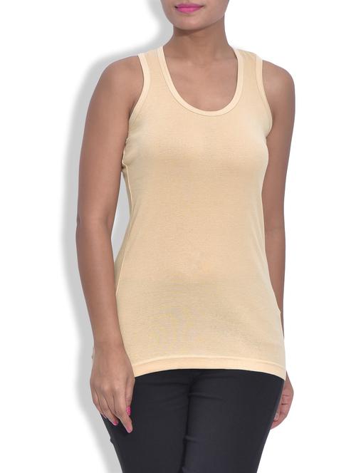 solid beige cotton tank top - 9583714 - Standard Image - 1