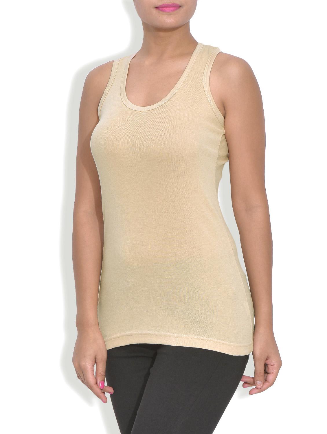 solid beige cotton tank top - 9583714 - Zoom Image - 2
