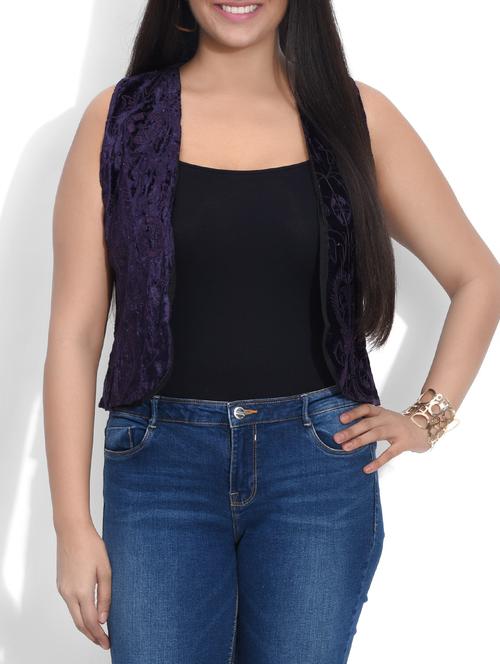purple embroidered velvet waistcoat - 9590437 - Standard Image - 1