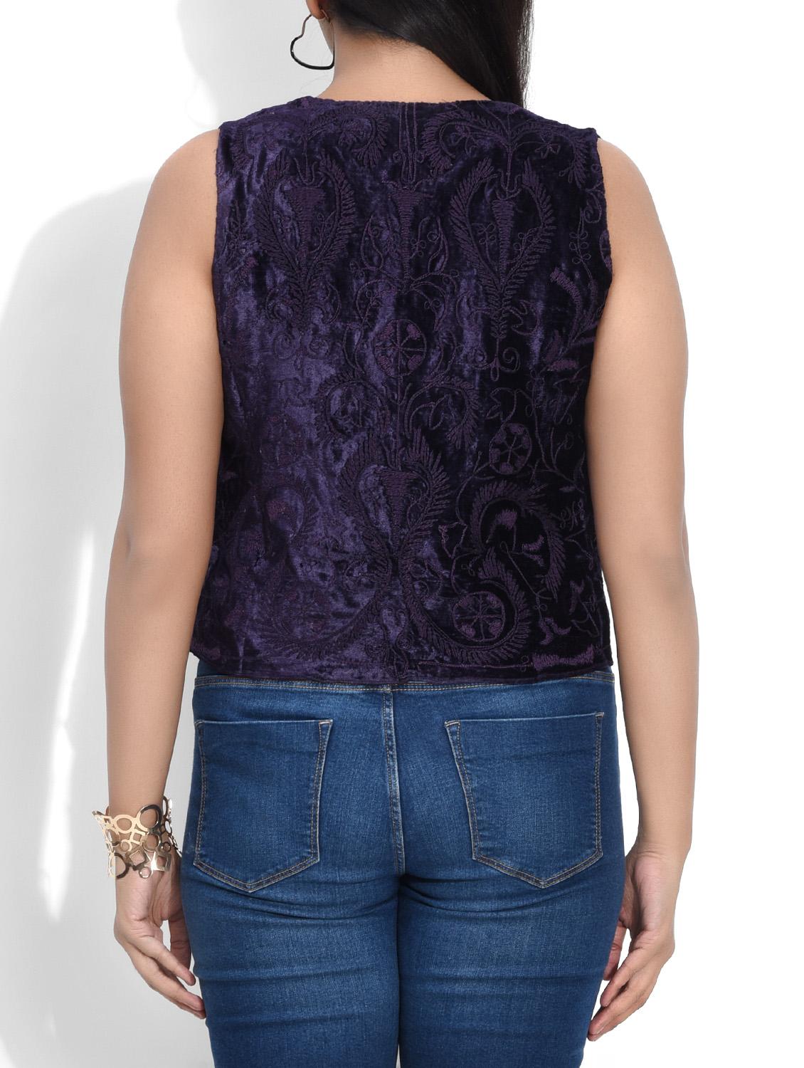 purple embroidered velvet waistcoat - 9590437 - Zoom Image - 3