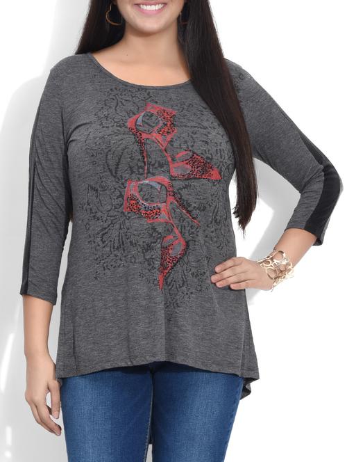 grey heels printed cotton top - 9590439 - Standard Image - 1