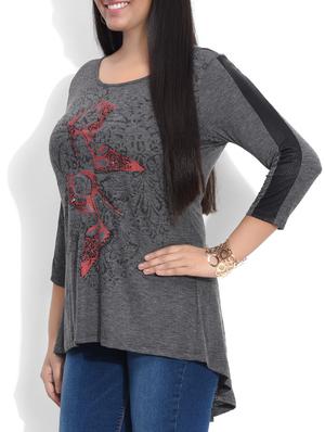 grey heels printed cotton top - 9590439 - Standard Image - 2
