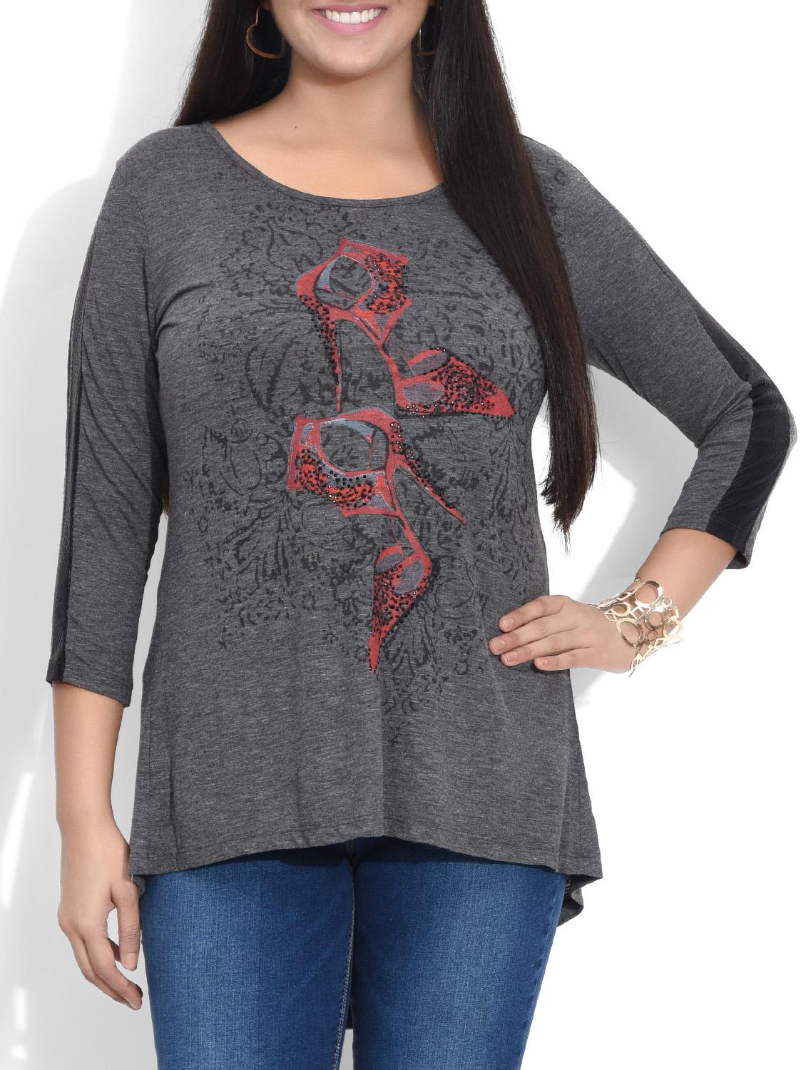 grey heels printed cotton top - 9590439 - Zoom Image - 1