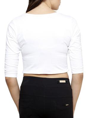 solid white cotton lycra crop top - 9592230 - Standard Image - 3