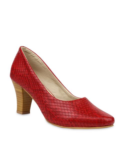 Red Faux Leather Pointed Toe Stilettoes - 9592471 - Very Small Image - 1