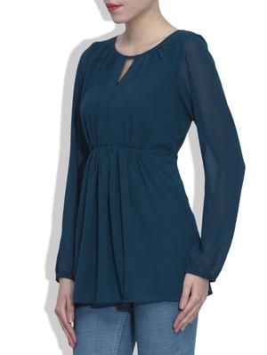 red cotton and plain long sleeved top - 9592973 - Standard Image - 2