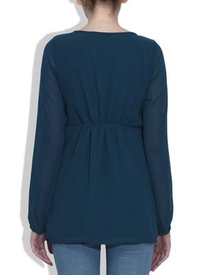 red cotton and plain long sleeved top - 9592973 - Standard Image - 3