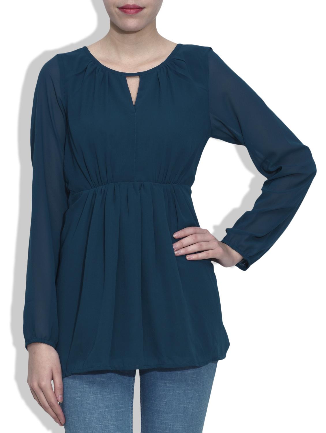red cotton and plain long sleeved top - 9592973 - Zoom Image - 1