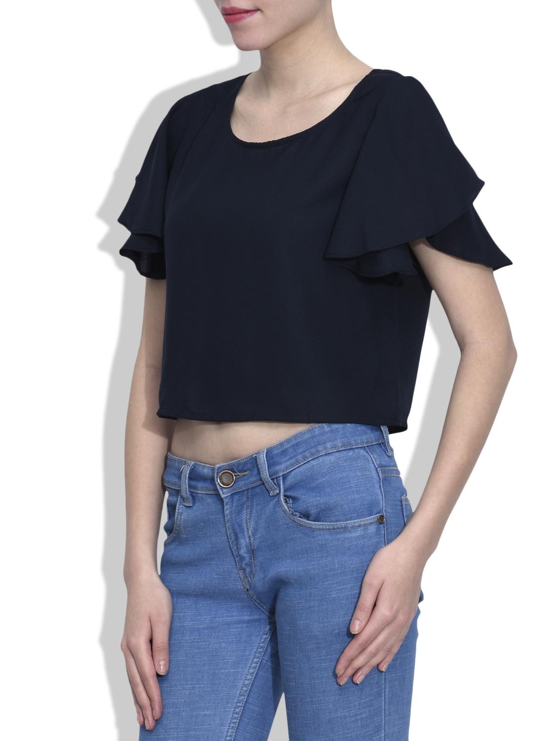 flared sleeve crop top - 9592982 - Zoom Image - 2