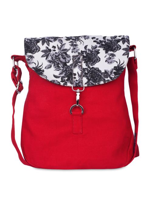 red floral printed canvas sling bag - 9594062 - Standard Image - 1