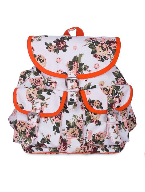 white floral printed canvas backpack - 9594075 - Standard Image - 1