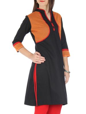 black cotton net kurti - 9595770 - Standard Image - 2