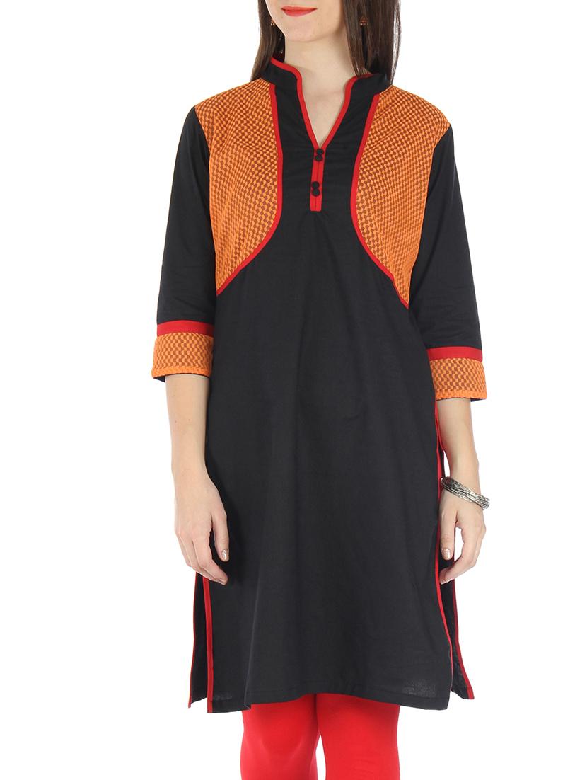 black cotton net kurti - 9595770 - Zoom Image - 1