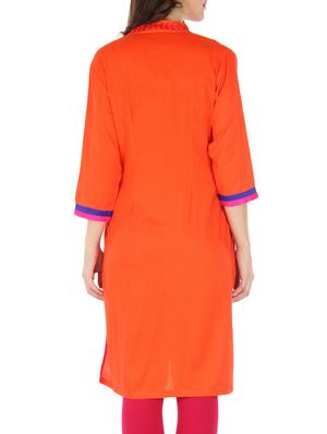 yellow rayon embroidered kurti - 9595785 - Standard Image - 3