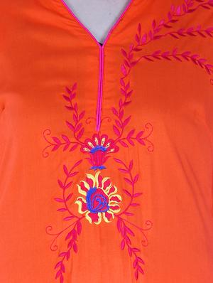 yellow rayon embroidered kurti - 9595785 - Standard Image - 4