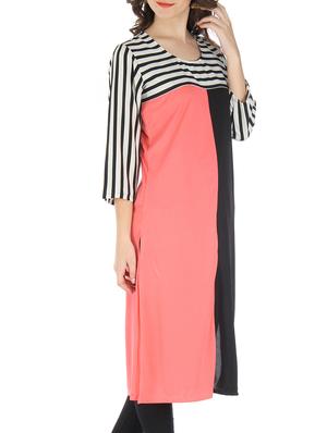black and pink rayon viscose kurti - 9595792 - Standard Image - 2