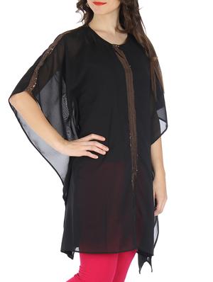 black georgette sequined kaftan - 9595810 - Standard Image - 2