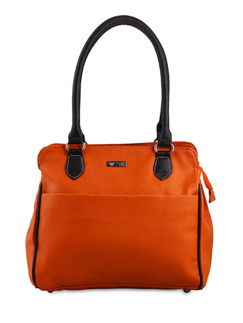 orange zippered leatherete handbag - 9599219 - Very Small Image - 1