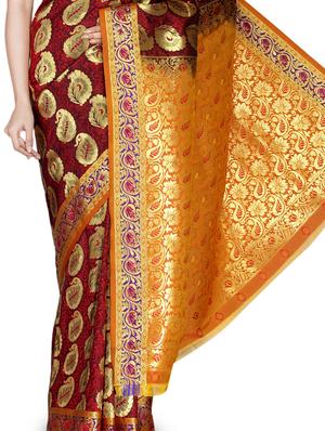Maroon Art kanjivaram silk saree - 9600622 - Standard Image - 2