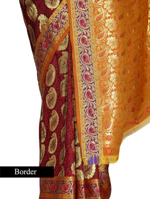 Maroon Art kanjivaram silk saree - 9600622 - Standard Image - 3