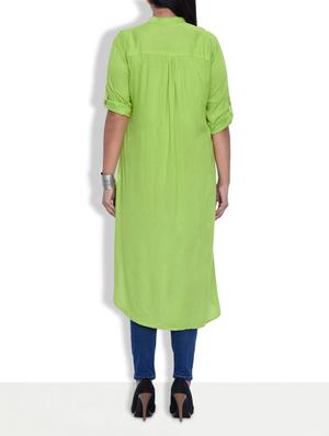 solid lime high-low rayon tunic - 9601942 - Standard Image - 3