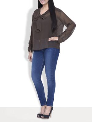 solid brown front-knot top - 9602012 - Standard Image - 2