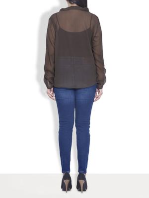 solid brown front-knot top - 9602012 - Standard Image - 3