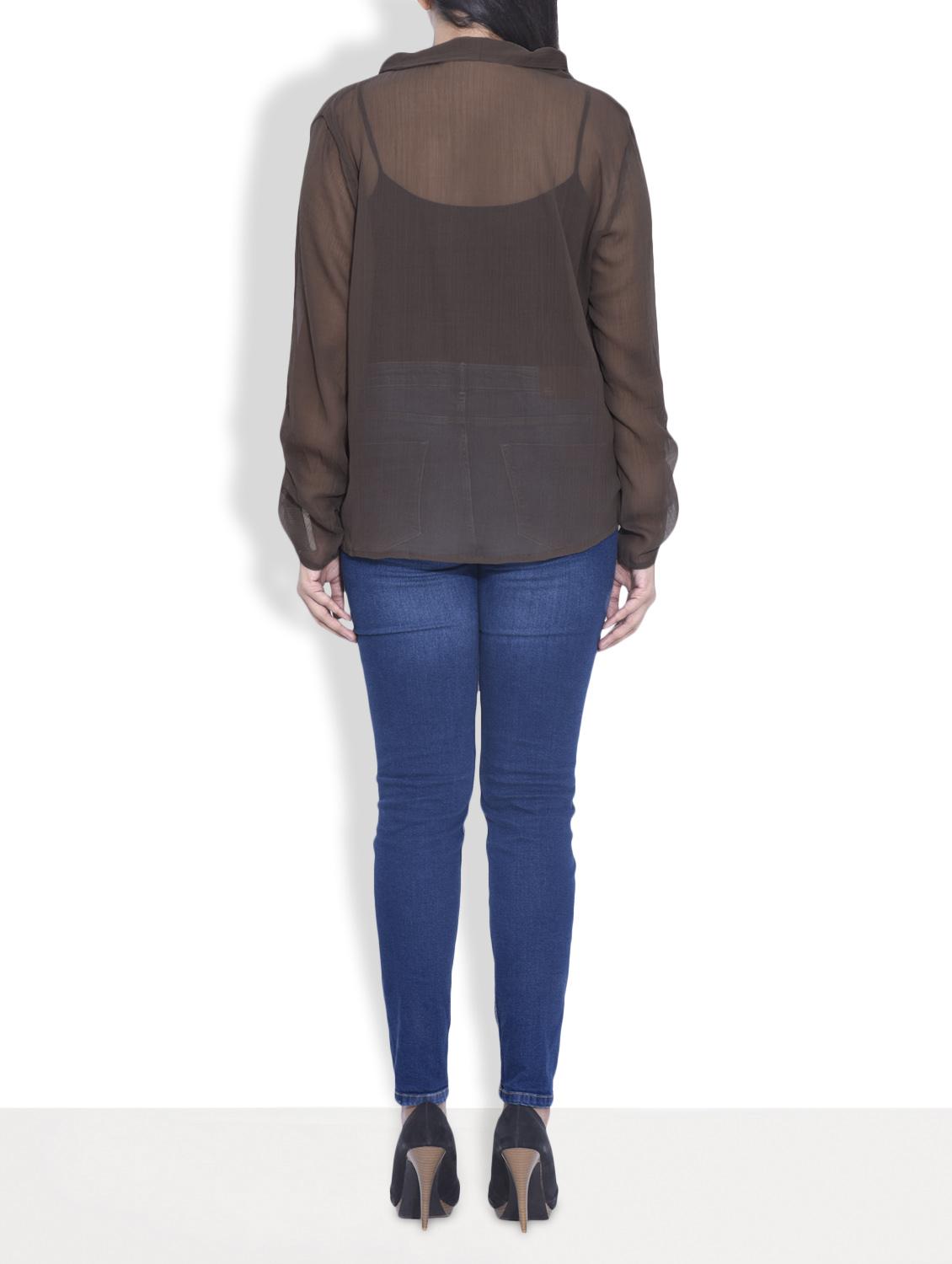 solid brown front-knot top - 9602012 - Zoom Image - 3