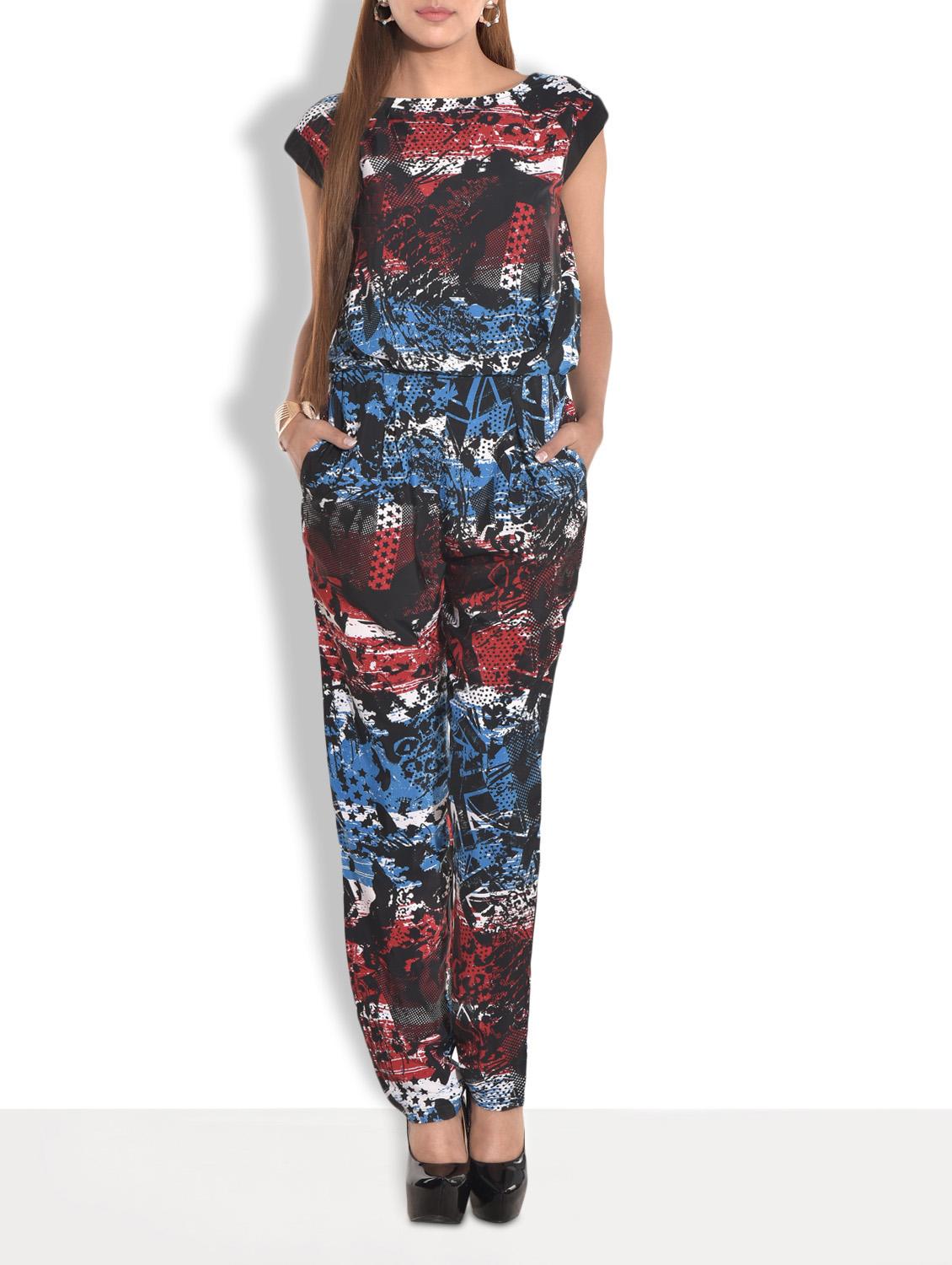 black printed crepe jumpsuit - 9603513 - Zoom Image - 1