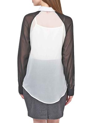polyester color block sheer shirt - 960509 - Standard Image - 3