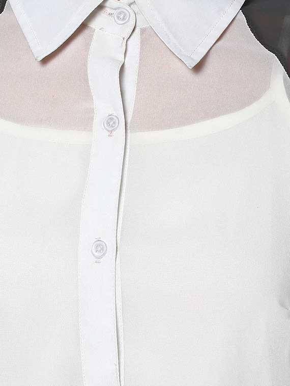 polyester color block sheer shirt - 960509 - Zoom Image - 4