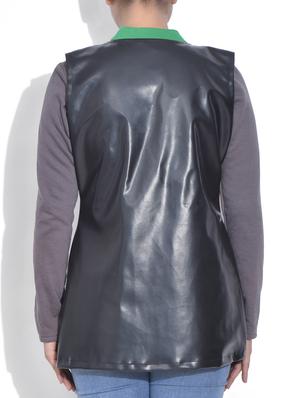 black leatherite jacket with green piping - 9605388 - Standard Image - 3