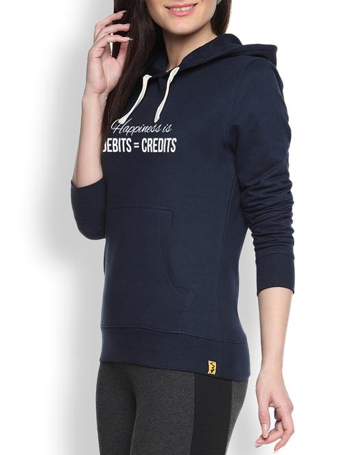printed navy blue hooded sweatshirt - 9606846 - Standard Image - 1
