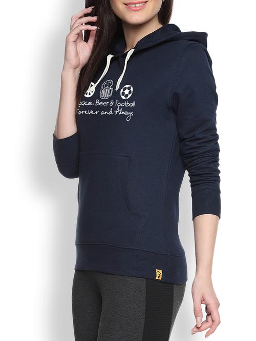 navy blue cotton hooded sweatshirt - 9607178 - Standard Image - 1