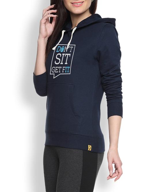 navy blue cotton typographic printed sweatshirt - 9607199 - Standard Image - 1