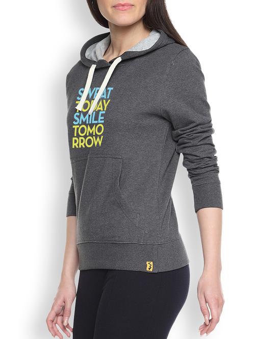 grey cotton typographic printed sweatshirt - 9607209 - Standard Image - 1