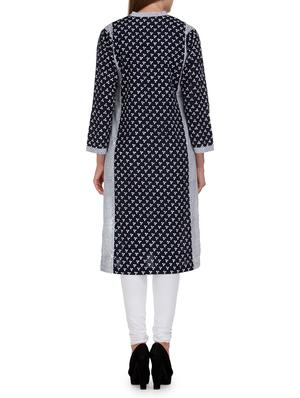 navy blue multi printed cotton kurta - 9608570 - Standard Image - 3