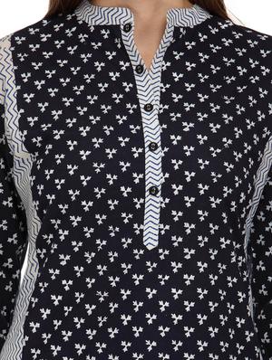 navy blue multi printed cotton kurta - 9608570 - Standard Image - 4