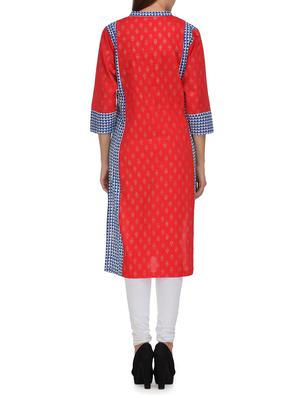 red multi printed cotton kurta - 9608571 - Standard Image - 3
